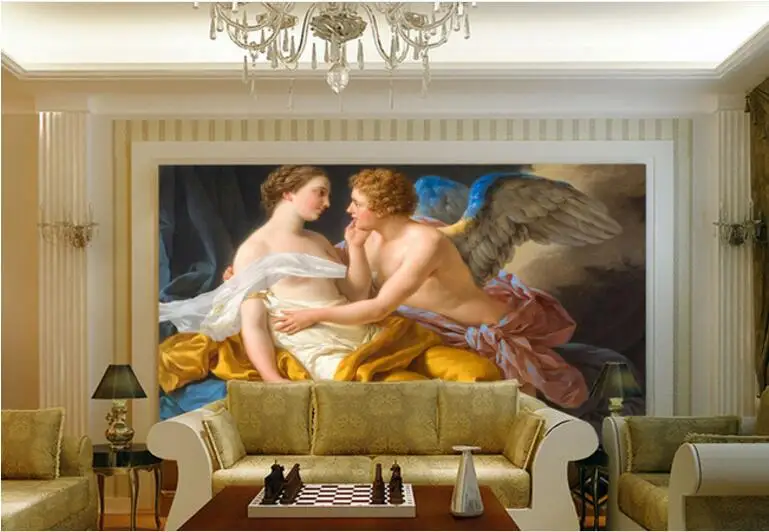 Обои на заказ, Фреска, декоративная ПУ саке, принимает эротический поцелуй, европейский стиль, живопись фон стены маслом