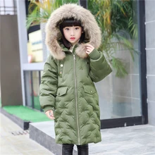 XYF1637 Boys Girls Winter Down Jackets Kids Plaid Long Sleeve Winter Jacket Coat Warm Outerwear Long Coat 85% White Duck Down