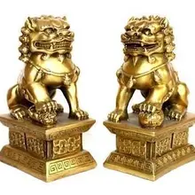 Пара Тибета латунь родная статуя медная foo Собаки/Львы Тибета буддистское искусство украшения Настоящее тибетское серебро латунь
