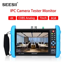 SEESII 9800 PLUS 7 дюймов 4 K 1080 P IPC камера тестер систем Скрытого видеонаблюдения с дисплеем CVBS аналоговый сенсорный экран с POE HDMI ONVIF IP камера тестер