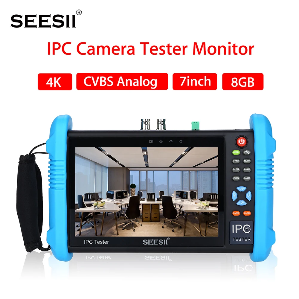 

SEESII 9800PLUS 7 inch 4K 1080P IPC Camera CCTV Tester Monitor CVBS Analog Touch Screen with POE HDMI ONVIF IP camera tester