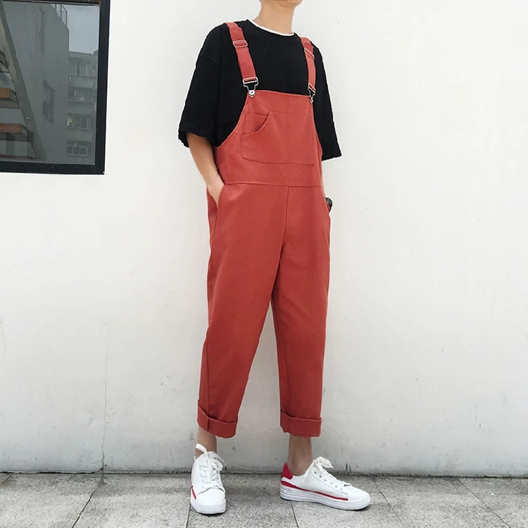 Men's Cotton Overalls Jumpsuits Pants Suspender Distressed Classic Vintage Retro Ankle Length