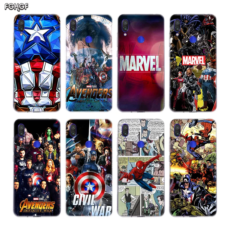 Силиконовый чехол Marvel Comics для Xiaomi Redmi Y3 S2 Y2 Note 7 6 5 Pro 4 4X 5A 6A Pocophone F1 Mi 8 A2 lite 9 A1 |