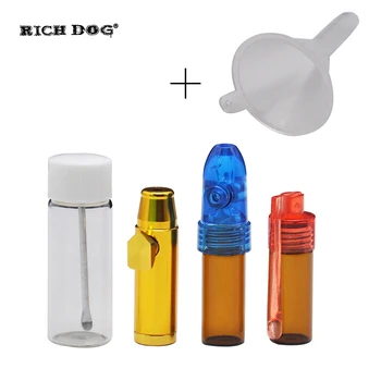 

RICH DOG 1set 4 Snuff Bullets Snuff Bottle with Spoon Inside Micro Funnel Snuff Snorter Dispenser Bullet Snuff Pipe Accessories