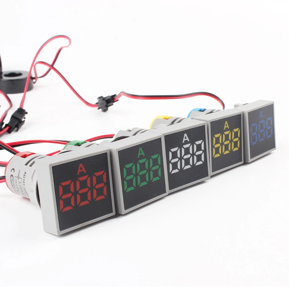 22 мм Диапазон измерения 0-100A измеритель тока индикатор пилотный светильник красный желтый зеленый белый синий цифровой амперметр светодиодный