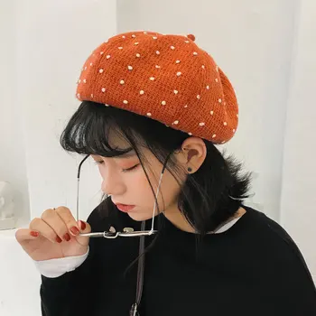 

5 colors high quality Female Korean Little retro fashion sweet Wild painter Berets student Stitching Pumpkin hat Octagonal cap