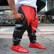 Европа и США Большие размеры в стиле хип-хоп панк ПУ шить низкий шаговый шов трусики для выступления повседневные штаны/27-40