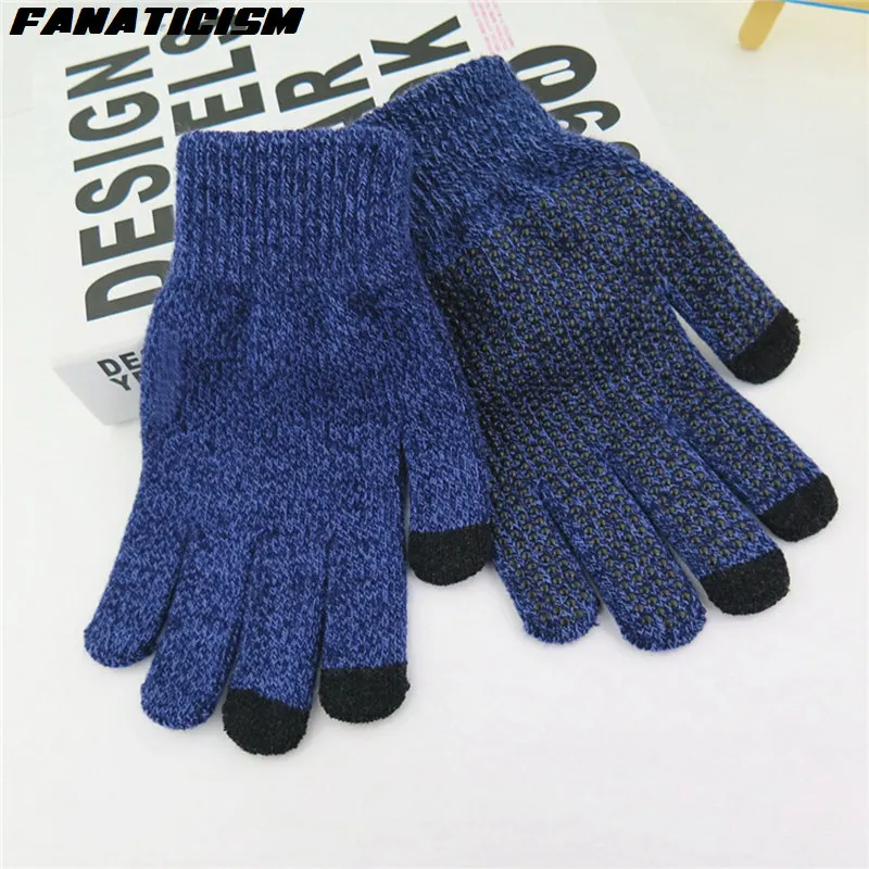 Fanaticism Free Size Unisex Non-slip Touch Screen Gloves Texting Mobile Phone Tablet PC Stretch Winter Knit Mittens Gloves