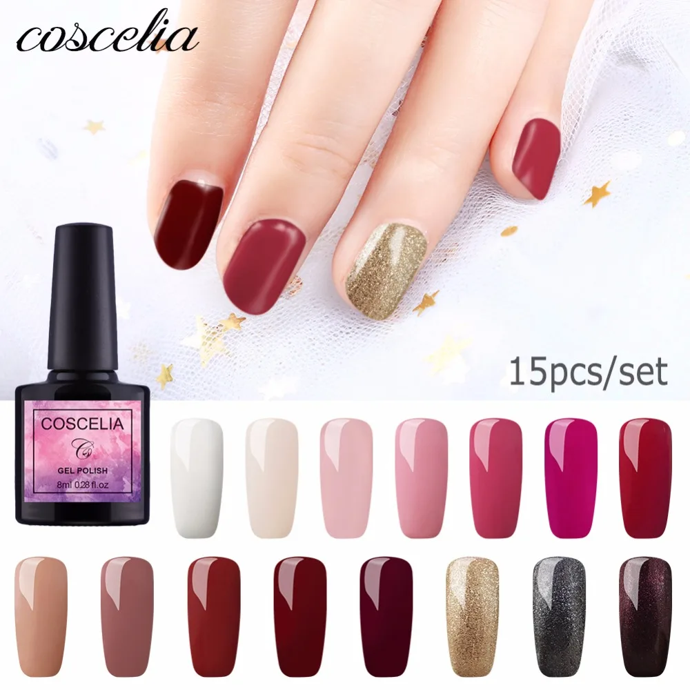 

COSCELIA 8ml 15pcs/lot Gel Nail Polish For Nail Art Gel Varnish Set For Manicure Varnish Semi Permanant UV Soak Off Lacquer Set