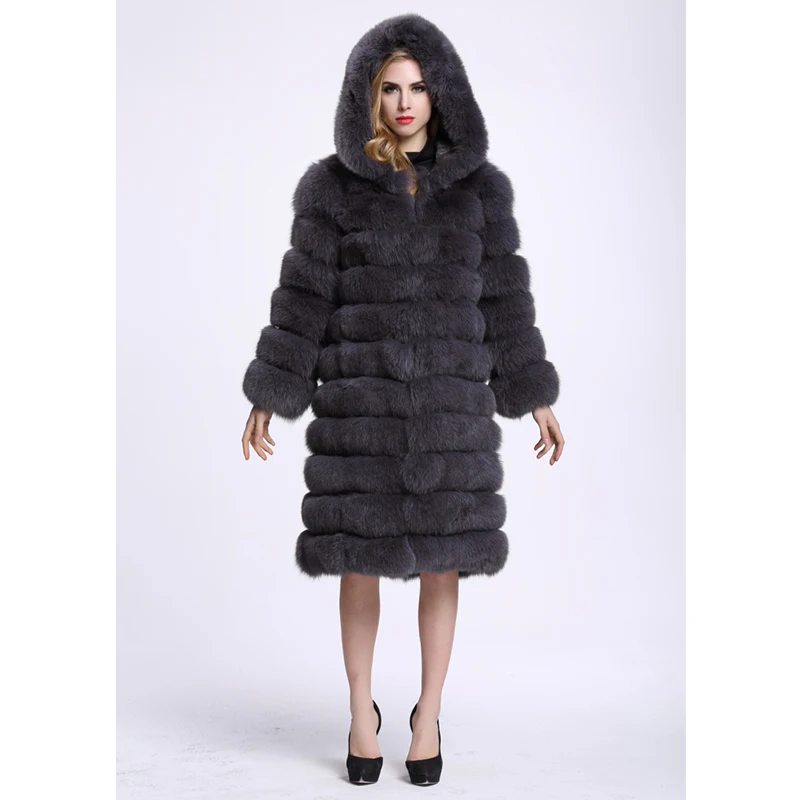 Véritable Naturel Manches Taille Renard Femmes black Capuche D'hiver Plus Veste Manteau 2017 De Pleine Femelle C127 Fourrure Longue À Fursarcar Pour Darkgrey Les kwZiTXuOlP