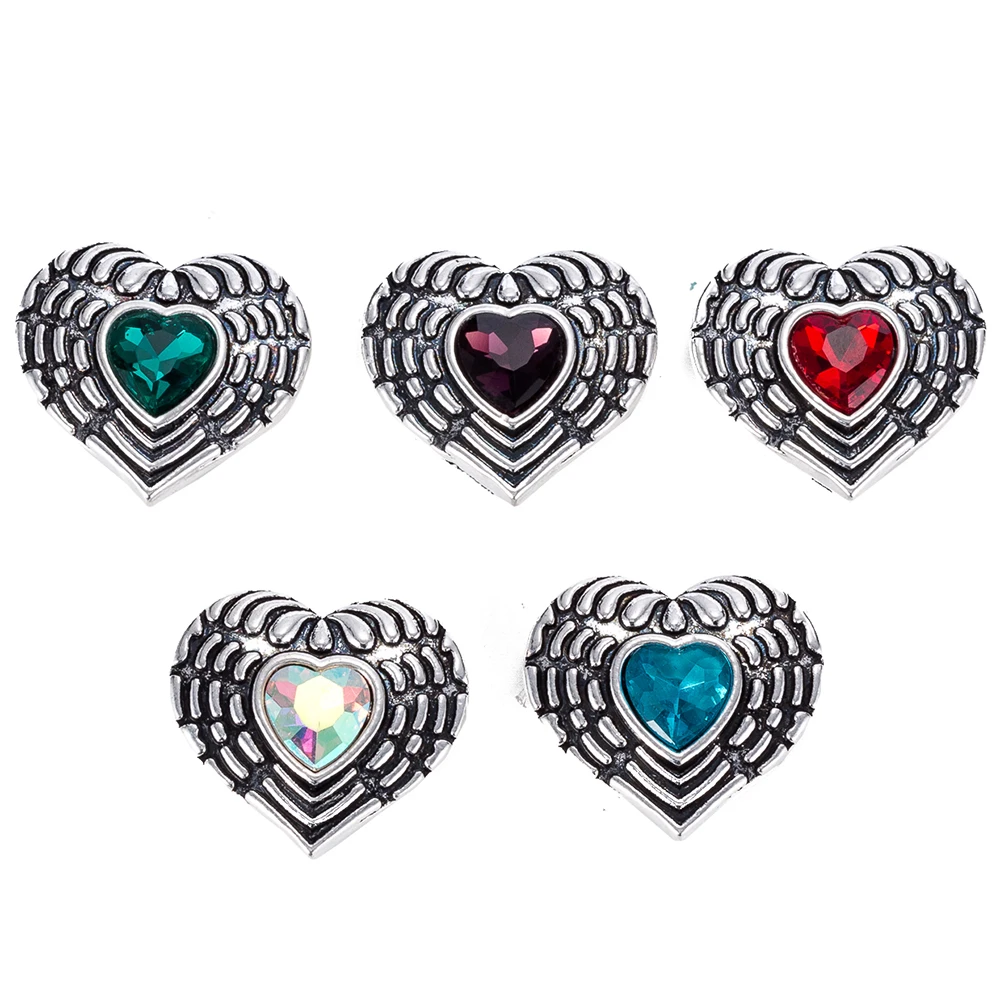 

Snap button 18 mm metal snaps for snaps bracelets fit ginger snaps jewelry heart rhinestones snap TZ9010