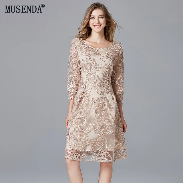 3 quarter sleeve midi dress