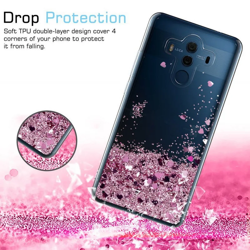 

Soft TPU Case For Huawei P9 P10 P8 Lite 2017 Honor 6X/6A/9/V9/8 Lite Mate 10 9 Lite Y6 II Dynamic Love Heart Glitter Liquid Capa