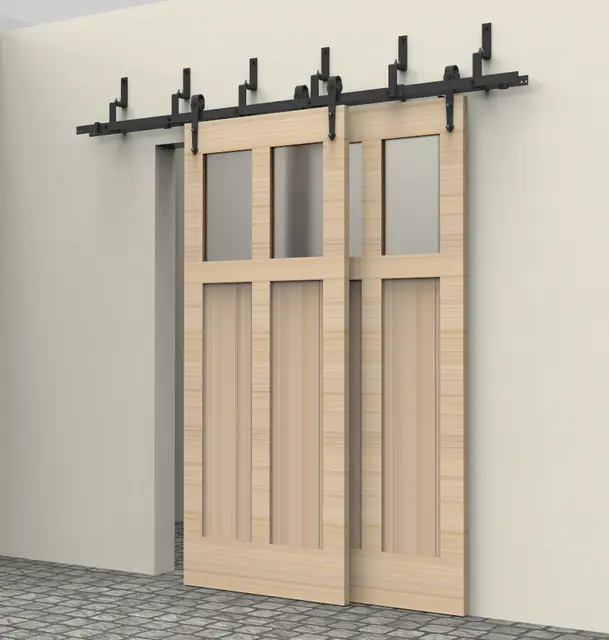 Us 230 0 6 6 6ft Bypass Sliding Barn Wood Door Closet Door Interior Arrow Rustic Black Sliding Barn Door Hardware In Doors From Home Improvement On