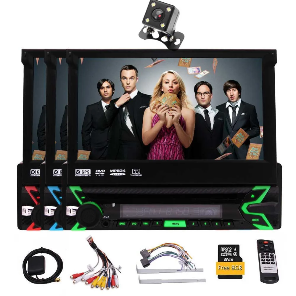 

Rear Camera + Single one Din Radio Receiver Autoradio Bluetooth 7 icnh Car Stereo Automotive Touchscreen in Dash 1Din Car DVD