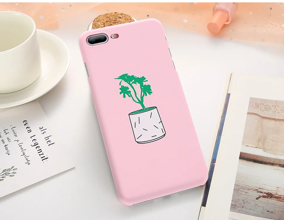 DOEES Phone Case For iPhone 6 6S 7 8 Plus X Case Cute Black Pink Hard Slim Moon Flamingo Design Cover For iPhone 5 5S SE 10 Case (7)