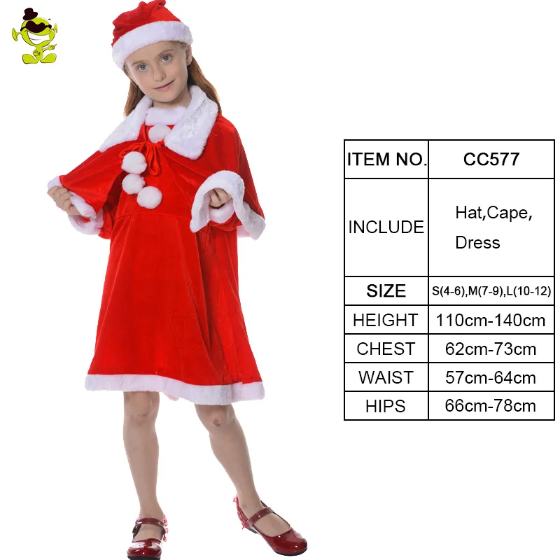 Новое поступление для девочек рождественское платье костюм Косплэй для рождественской вечеринки производительность для девочек Санта