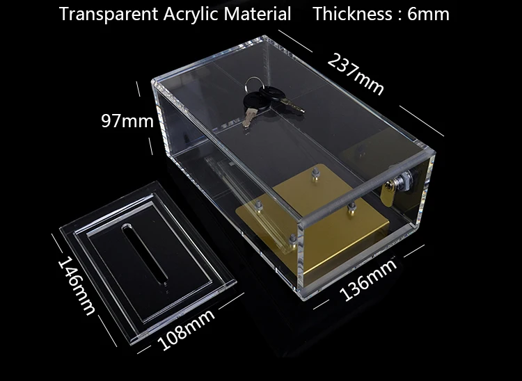 Прозрачный акриловый Сейф покер фишки банк Двойная безопасность казино деньги/советы чехол Профессиональный геймблер Монета коробка