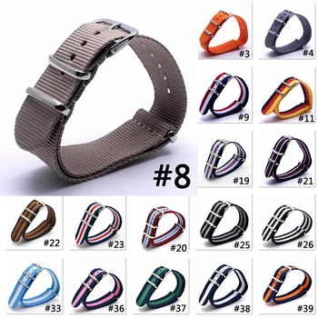 

BUMVOR Multicolor 16-24MM Striped Nato Strap for Army Sport Watch Nylon Watchband Strap On For Hours For James Bond Watch