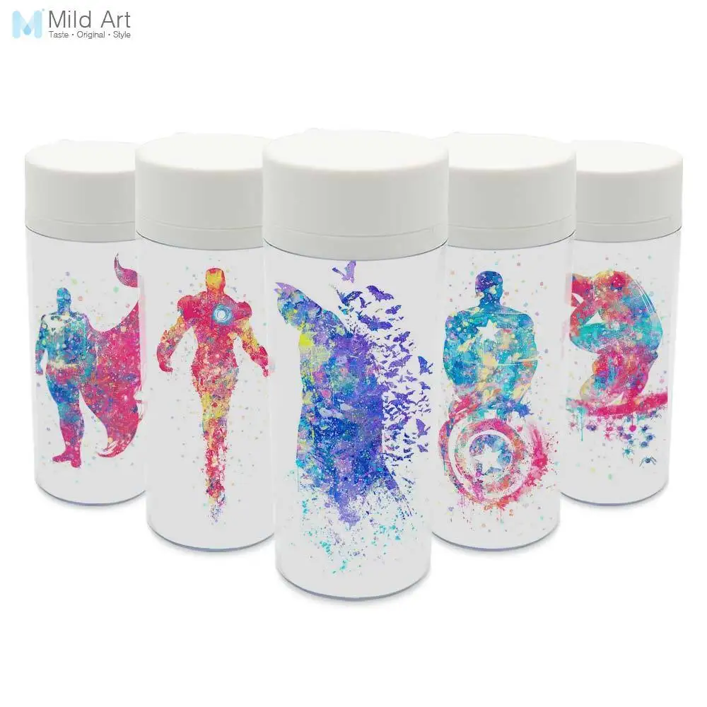 

Plastic Insulated Watercolor Superhero Batman Infinity War Avengers Pop Movie Kids Boy Gift Water Bottle Drinkware Gift BPA Free