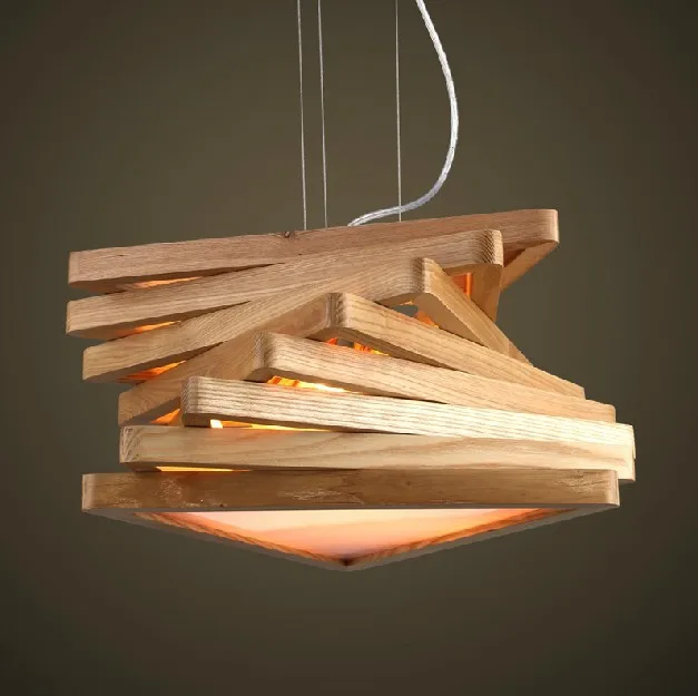 

Modern Natural Wood Pendant Lights with Led e27 Bulb for Home Dining Room Bedroom Restaurant Lighting