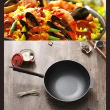 Чугунный вок 31 см дуб ручка антипригарная сковорода без покрытия чугунный горшок утолщение