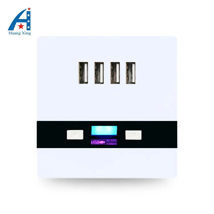 

HUANGXING High quality, 3000MA 4 USB Charging Wall Socket Electrical Outlet with White PC Flame retardant Panel, Free Shipping
