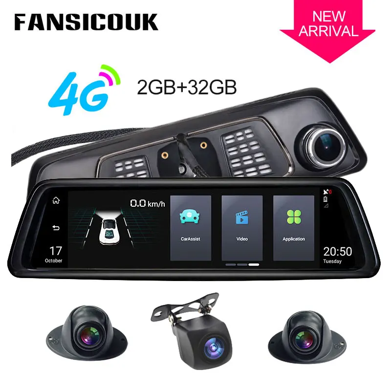 

4G 4 Channel Android 2GB RAM ADAS Car DVR 10'' Rearview mirror Camera GPS 1080P Video Recorder Dash Cam With special bracket V9