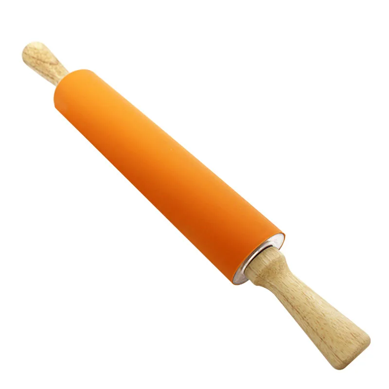 CoCud Silicone Rolling Pins, 17" Length, Silicone & Oak Non-Stick