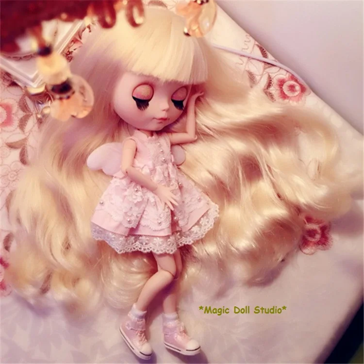 [NBL127] телесный цвет Blyth кукла с светильник золото длинные волосы Резиновое Лицо подходит для DIY куклы для девочек
