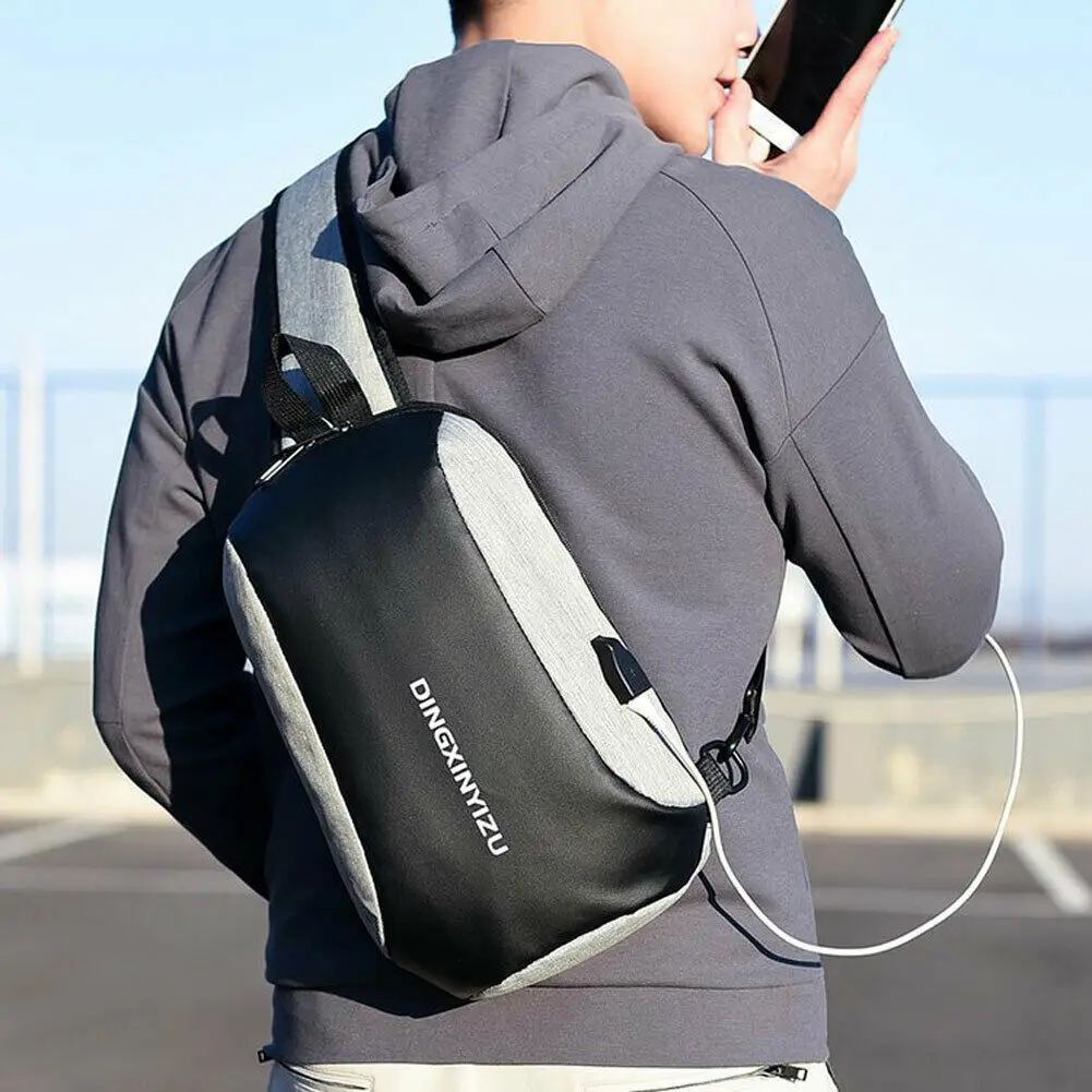 

Men's fashion Messenger bag color matching nylon chest bag outdoor travel sports large capacity shoulder bag