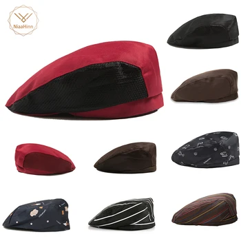 

New Mesh Chef Hats Cafe Bar Waiter Beret Restaurant Kitchen Workwear Baking Caps Men Women Breathable Forward Caps Chef Uniforms