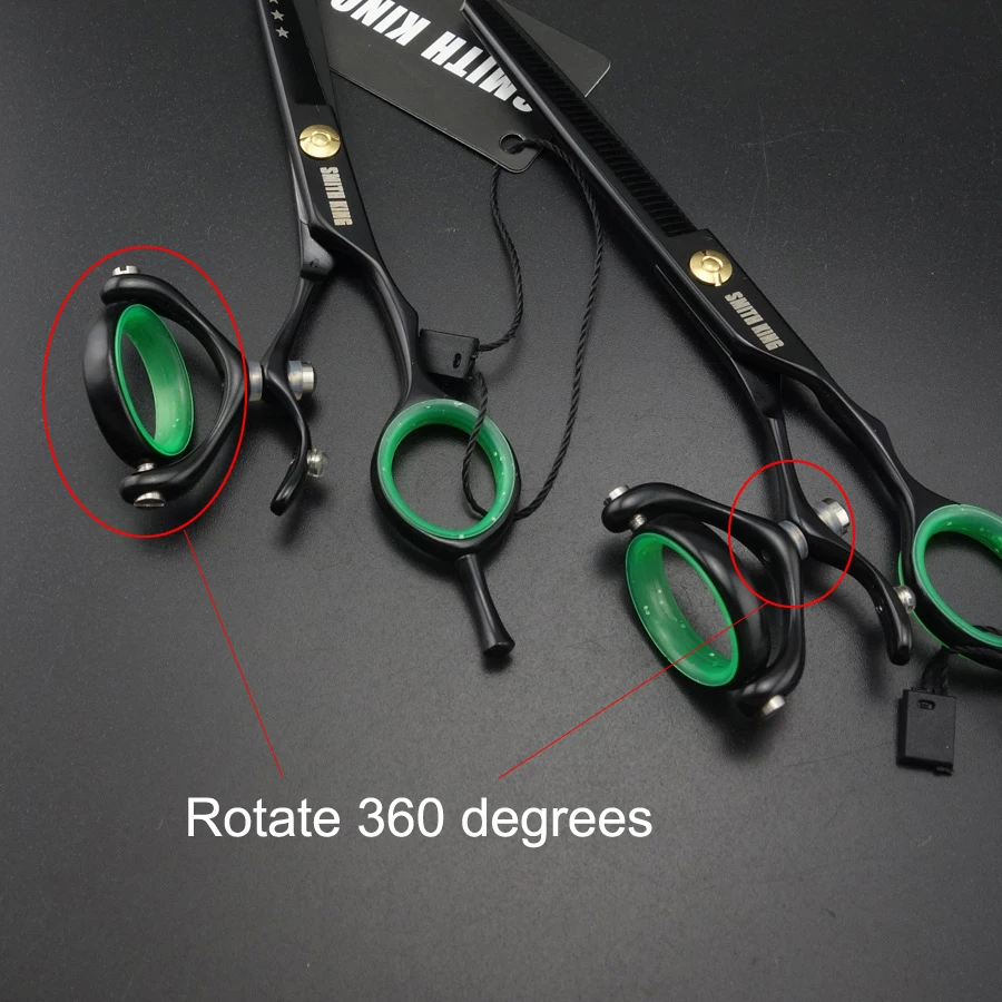 SMITH KING Professional Hairdressing scissors Rotating Ring Scissors 6 inch Cutting scissors + Thinning scissors 2 pieces set