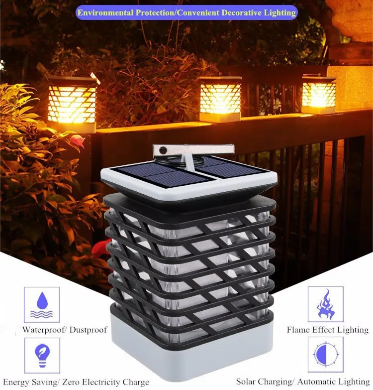 Lâmpada ao ar Ip65 à Prova Nova Solar Vela Chama Livre Dwaterproof Água Preto ou Cinza ww - Azul Roxo Verde Lanterna Jardim Gramado Decoração Luzes Led 3 Nova solar led vela chama lâmpada ao