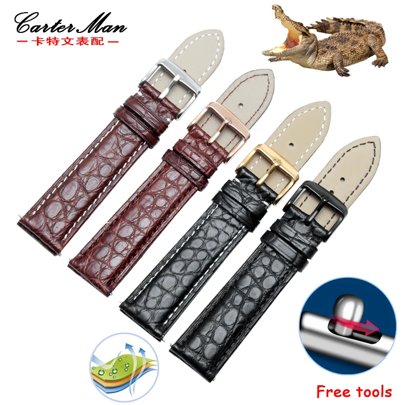 

High quality watchband crocodile skin strap 16mm 18mm 20mm 22mm for Samsung S2 S3/Ticwatch 2 smart watch bracelet