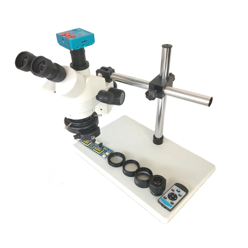 

3.5X-90X Trinocular Stereo Microscope+30MP HDMI Digital USB Microscope Camera+144 Led lights +1/2 0.5X reduce focus adapter