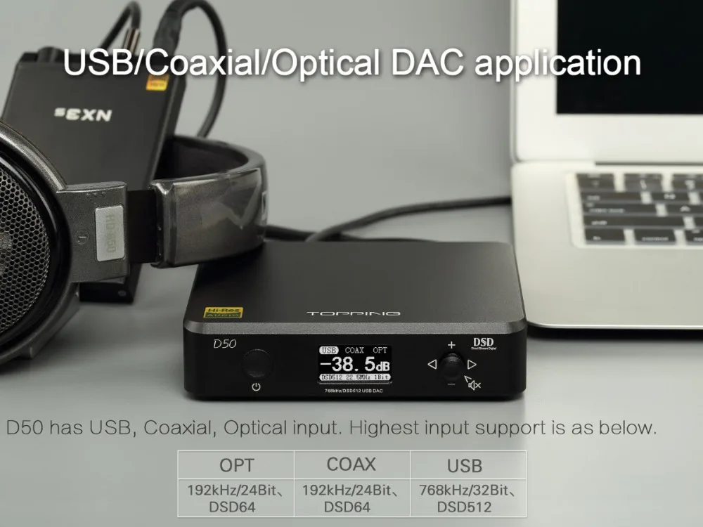 Топпинг D50 Мини HIFI аудио декодирование ES9038Q2M* 2 USB ЦАП XMOS XU208 DSD512 32 бит/768 кГц OPA1612 USB/OPT/коаксиальный вход