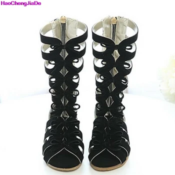 

HaoChengJiaDe Girls Sandals 2018 New Children's Summer Fashion Bowknot Roman Shoes Hollow Open-toed Flat Princess Beach Shoes