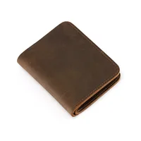 Men Genuine Leather Wallet Vintage Crazy Horse Leather Male Wallets Purse Famous Brand 6 Credit Card Slot Carteira Masculina 1