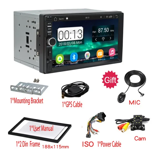 Новинка 2din Android 2G+ 32G Автомагнитола gps Стерео bluetooth 1080P мультимедиа навигация " 1024X600 экран универсальный SWC FM DVD - Цвет: 2G ISO cable