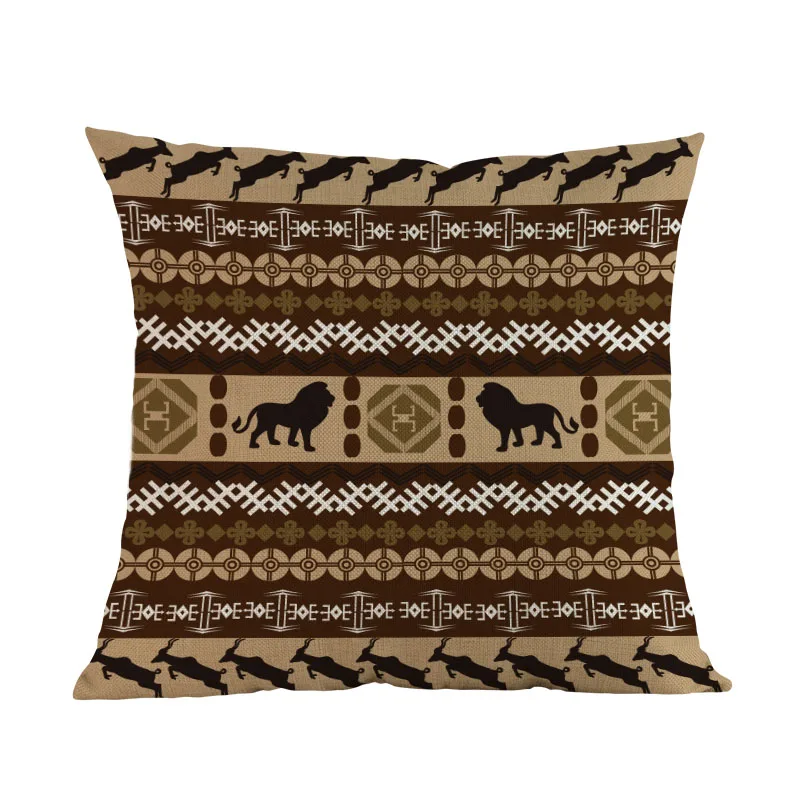 Коричневый стиль африканские мотивы и животные Африка этнический геометрический узор льняной бросок наволочка для дома декоративная подушка для дивана крышка