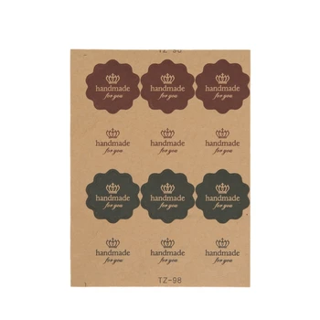 

120PCS Vintage Flower Round Wave Kraft Paper Sticker For Handmade Products Gift DIY Lovely Sticker
