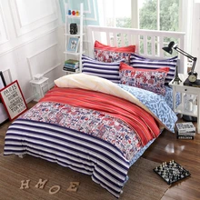 3/4pcs Bedding Set Twin/Full/Queen Size Stripes Bed Linen Set Reactive Printed Duvet Cover Flat Sheet Pillowcases Free Shipping