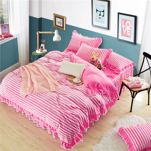 crystal velvet girls princess bed sheets bedding sets bed skirt bed