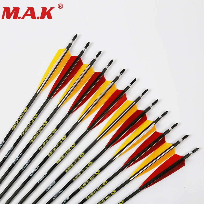 6 pcs pure carbon arrow shaft 31 inches spine 560 2red 1 yellow DIY