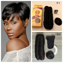 27 Pieces Short Hair Weave Virgin Brazilian Hair Human In Hair Short Bump Weave 27 Pieces Wigs with Free Closure and Shower Cap