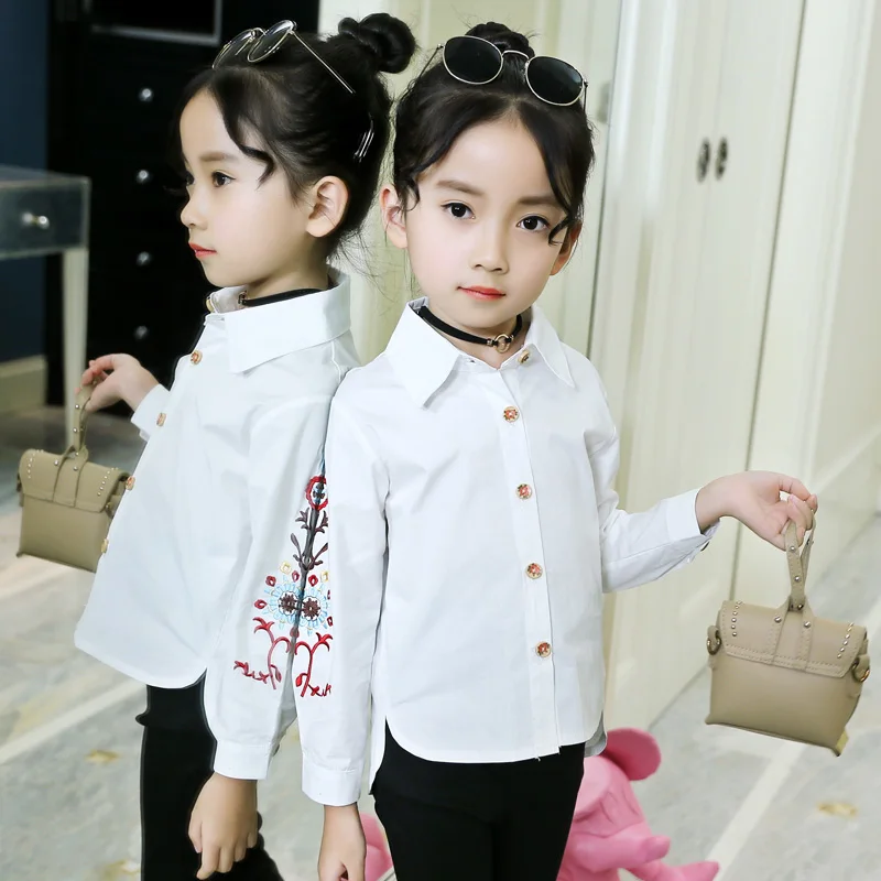 

Girls Blouses For Children Clothing Long Sleeve Girls Hot Spring Kids White Shirts Vestidos Vetement Enfant Fille 4 6 8 10 12 14