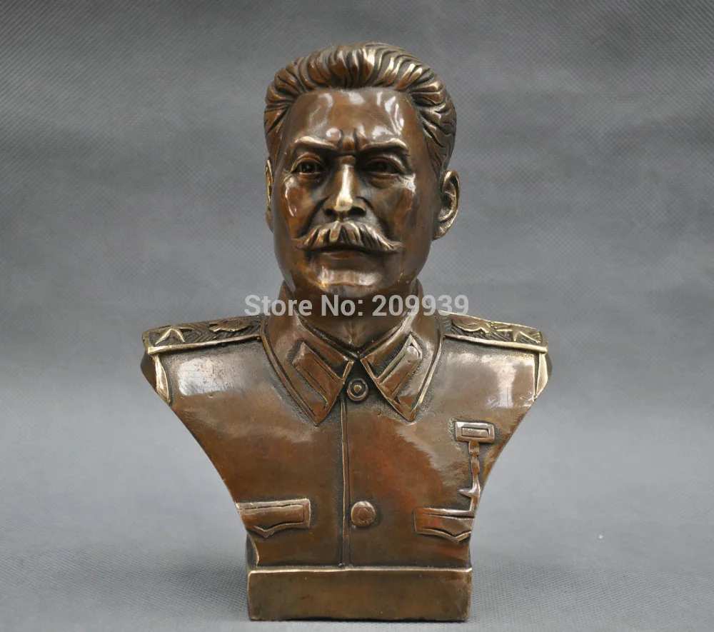 

huij 006441 6'' Russian Leader Joseph Stalin Bust Bronze Statue (A0314)