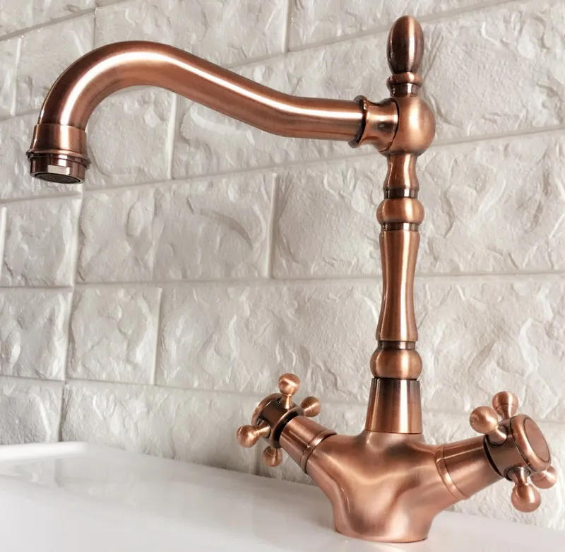 basin-faucets-antique-red-copper-double-cross-handle-bathroom-sink-faucet-swivel-spout-bathbasin-vanity-mixer-taps-zrg054