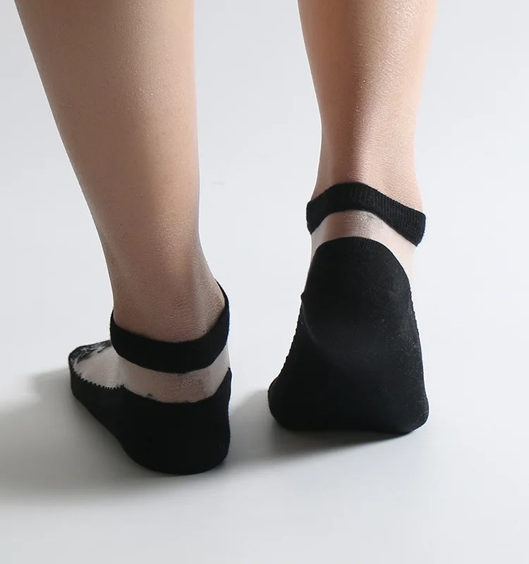Женские Кружевные Гофрированные короткие носки, удобные шелковые эластичные сетчатые носки, прозрачные, ультратонкие, Meias, короткие, с цветочным рисунком, Chaussettes, Прямая поставка